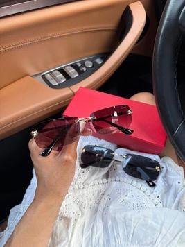 Cartier окуляри сонцезахисні безободкові бордово-вишневі MERI-SUN-CAR-006 фото