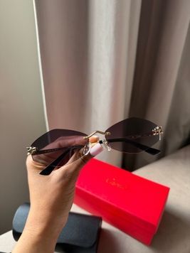 Cartier Panth&egrave;re сонцезахисні окуляри безободкові фіолетово-сірі MERI-SUN-CAR-003 фото