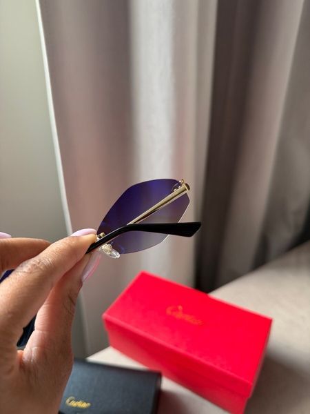 Cartier Panth&egrave;re сонцезахисні окуляри безободкові фіолетово-сірі MERI-SUN-CAR-003 фото